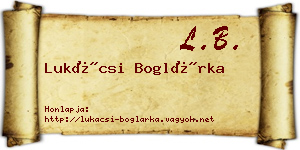 Lukácsi Boglárka névjegykártya